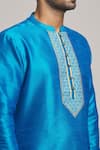 Buy_Arihant Rai Sinha_Blue Cotton, Silk Embroidery Placement Scallop Print Kurta _Online_at_Aza_Fashions