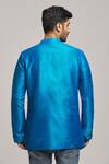 Shop_Arihant Rai Sinha_Blue Cotton, Silk Embroidery Placement Scallop Print Kurta _at_Aza_Fashions