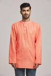 Arihant Rai Sinha_Peach Poly Cotton Plain Short Kurta _Online_at_Aza_Fashions