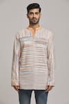 Arihant Rai Sinha_Orange Cotton Striped Pattern Handloom Short Kurta _Online_at_Aza_Fashions