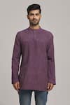 Arihant Rai Sinha_Purple Poly Cotton Striped Pattern Short Kurta _Online_at_Aza_Fashions