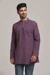 Buy_Arihant Rai Sinha_Purple Poly Cotton Striped Pattern Short Kurta _Online_at_Aza_Fashions