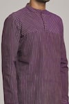 Shop_Arihant Rai Sinha_Purple Poly Cotton Striped Pattern Short Kurta _Online_at_Aza_Fashions