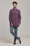 Arihant Rai Sinha_Purple Poly Cotton Striped Pattern Short Kurta _at_Aza_Fashions