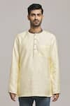 Arihant Rai Sinha_Cream Poly Cotton Textured Pattern Short Kurta _Online_at_Aza_Fashions