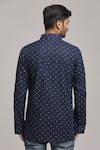 Shop_Arihant Rai Sinha_Blue Cotton Printed Abstract Short Kurta _at_Aza_Fashions