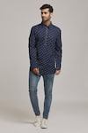 Arihant Rai Sinha_Blue Cotton Printed Abstract Short Kurta _at_Aza_Fashions