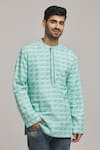 Buy_Arihant Rai Sinha_Green Cotton Striped Short Kurta _at_Aza_Fashions