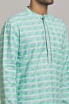 Shop_Arihant Rai Sinha_Green Cotton Striped Short Kurta _Online_at_Aza_Fashions