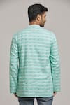 Shop_Arihant Rai Sinha_Green Cotton Striped Short Kurta _at_Aza_Fashions