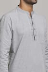 Buy_Arihant Rai Sinha_Grey Poly Cotton Embroidered Pinstriped Pattern Short Kurta _Online_at_Aza_Fashions