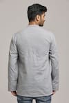 Shop_Arihant Rai Sinha_Grey Poly Cotton Embroidered Pinstriped Pattern Short Kurta _at_Aza_Fashions