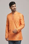 Buy_Arihant Rai Sinha_Orange Poly Cotton Embroidered Thread Short Kurta _Online_at_Aza_Fashions