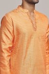 Shop_Arihant Rai Sinha_Orange Poly Cotton Embroidered Thread Short Kurta _Online_at_Aza_Fashions