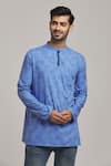 Buy_Arihant Rai Sinha_Blue Poly Cotton Printed Floral Short Kurta _at_Aza_Fashions