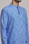 Buy_Arihant Rai Sinha_Blue Poly Cotton Printed Floral Short Kurta _Online_at_Aza_Fashions