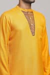 Shop_Arihant Rai Sinha_Gold Poly Cotton Banarasi Woven Short Kurta _Online_at_Aza_Fashions