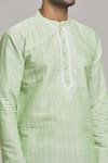 Buy_Arihant Rai Sinha_Green Poly Cotton Striped Short Kurta _Online_at_Aza_Fashions