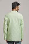 Shop_Arihant Rai Sinha_Green Poly Cotton Striped Short Kurta _at_Aza_Fashions