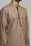 Shop_Arihant Rai Sinha_Brown Poly Cotton Printed Abstract Short Kurta _Online_at_Aza_Fashions