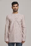 Arihant Rai Sinha_Purple Poly Cotton Textured Pattern Kurta _Online_at_Aza_Fashions