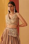 Buy_Priyanka Singh_Beige Zardosi Embroidered Bum Bag_at_Aza_Fashions