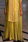 Buy_17:17 By Simmi Saboo_Yellow Chiffon Hamsa Kurta Scoop Neck Oscar Pattern Palazzo Set _Online_at_Aza_Fashions