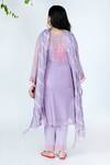 Shop_Jyoti Bansal_Purple Cotton, Kurta Mulmul Chanderi Mirror And Thread Work Embroidered Pant Set _at_Aza_Fashions
