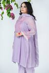 Jyoti Bansal_Purple Cotton, Kurta Mulmul Chanderi Mirror And Thread Work Embroidered Pant Set _Online_at_Aza_Fashions