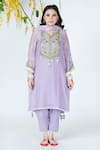 Buy_Jyoti Bansal_Purple Cotton, Kurta Mulmul Chanderi Mirror And Thread Embroidered Salwar Set_at_Aza_Fashions