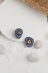 Shop_Torque by Merge_Blue Semi Precious Mixed Stones Sequin Embellished Stud Earrings _at_Aza_Fashions