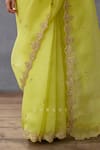 Torani_Yellow Silk Organza Hand Embroidered Dori And Gul Mina Nayantara Saree  _Online_at_Aza_Fashions