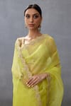 Torani_Yellow Silk Organza Hand Embroidered Dori And Gul Mina Nayantara Saree  _at_Aza_Fashions