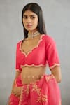 Shop_Torani_Pink Raw Silk Hand Embroidered Dori And Adda Work V Neck Gul Yuvani Blouse _Online_at_Aza_Fashions