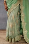 Torani_Green Silk Crepe Hand Embroidered Dori Gul Neer Yuvani Saree  _Online_at_Aza_Fashions