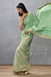 Buy_Torani_Green Silk Crepe Hand Embroidered Dori Gul Neer Yuvani Saree  _Online_at_Aza_Fashions