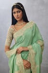 Torani_Green Silk Crepe Hand Embroidered Dori Gul Neer Yuvani Saree  _at_Aza_Fashions