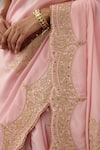 Torani_Pink Silk Crepe Hand Embroidered Dori Gul Mohar Yuvani Saree  _Online_at_Aza_Fashions