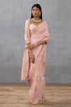 Shop_Torani_Pink Silk Crepe Hand Embroidered Dori Gul Mohar Yuvani Saree  _Online_at_Aza_Fashions