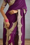 Shop_Torani_Purple Silk Crepe Hand Embroidered Dori Gul Rez Yuvani Saree  _Online_at_Aza_Fashions