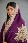 Buy_Torani_Purple Silk Crepe Hand Embroidered Dori Gul Rez Yuvani Saree  