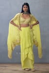 Buy_Torani_Yellow Silk Organza Hand Embroidered Dori Gul Mina Zuri Skirt Set  _at_Aza_Fashions