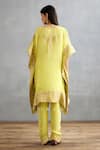 Shop_Torani_Yellow Silk Crepe Hand Embroidered Gul Mina Aaira Kaftan And Pant Set  _at_Aza_Fashions