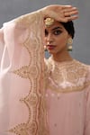 Shop_Torani_Pink Raw Silk Hand Embroidered Dori Closed Gul Mohar Urvi Kurta Set  _Online_at_Aza_Fashions