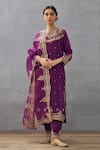 Buy_Torani_Purple Raw Silk Hand Embroidered Dori Closed Gul Rez Urvi Kurta Set  _at_Aza_Fashions