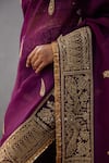 Torani_Purple Silk Organza Hand Embroidered Dori Gul Rez Amruta Saree  _Online_at_Aza_Fashions