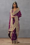 Shop_Torani_Purple Silk Organza Hand Embroidered Dori Gul Rez Amruta Saree  _Online_at_Aza_Fashions