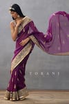 Torani_Purple Silk Organza Hand Embroidered Dori Gul Rez Amruta Saree  _at_Aza_Fashions