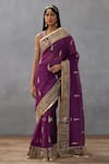 Buy_Torani_Purple Silk Organza Hand Embroidered Dori Gul Rez Amruta Saree  _at_Aza_Fashions