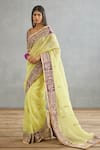 Buy_Torani_Yellow Silk Organza Hand Embroidered Dori Gul Mina Amruta Saree  _at_Aza_Fashions